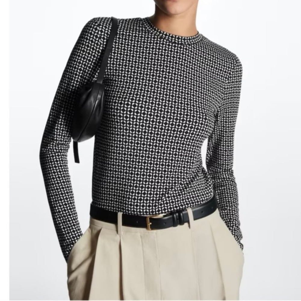 COS Second Skin Geometric Long Sleeve Top